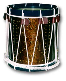 brown drum with tacks